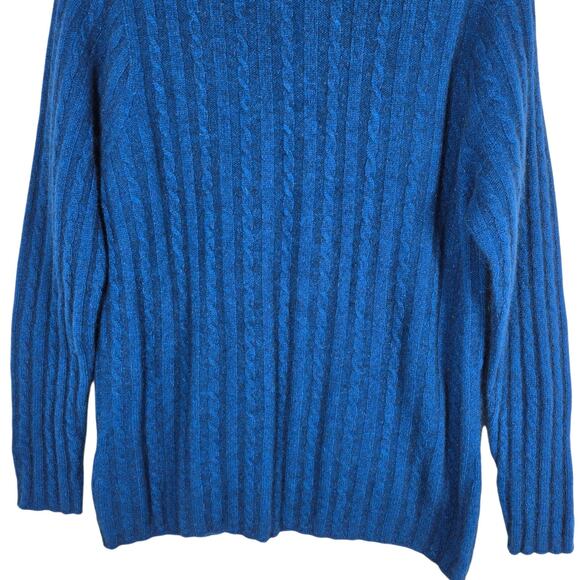 Zinity Sweater Womens Medium Blue Full Zip Cable Knit Possum Merino Made in NZ - Picture 10 of 11